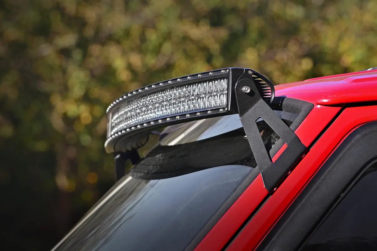 LED Light Mount | Upper Windshield | 50" Curved | Jeep Cherokee XJ (84-01) by Rough Country