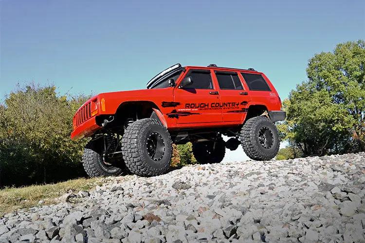 LED Light Kit | Windshield Mount | 50" BLK Dual Row | Jeep Cherokee XJ (84-01) by Rough Country
