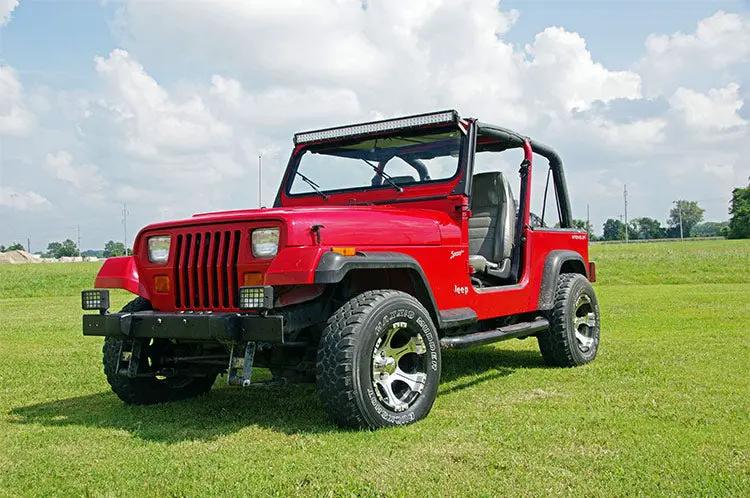 LED Light Mount | Upper Windshield | 50" Straight | Jeep Wrangler YJ (87-95) by Rough Country