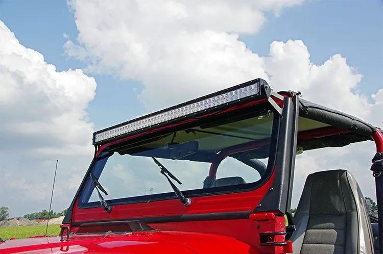 LED Light Mount | Upper Windshield | 50" Straight | Jeep Wrangler YJ (87-95) by Rough Country