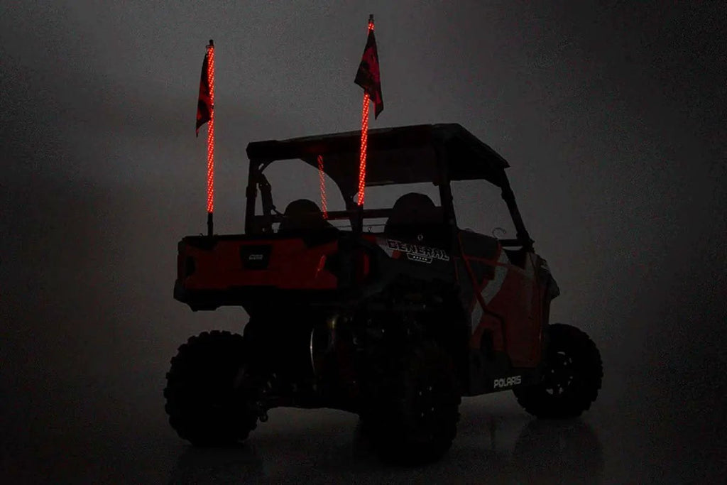 Whip Mount | Bed | 4' Multl-Color LED Whip Pair | Polaris General/Ranger 1000/Ranger XP 900/1000 by Rough Country
