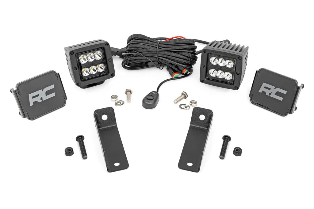 LED Light Kit | Rear Mount | 2" Black Pair | Flood | Can-Am Maverick Sport 1000R by Rough Country