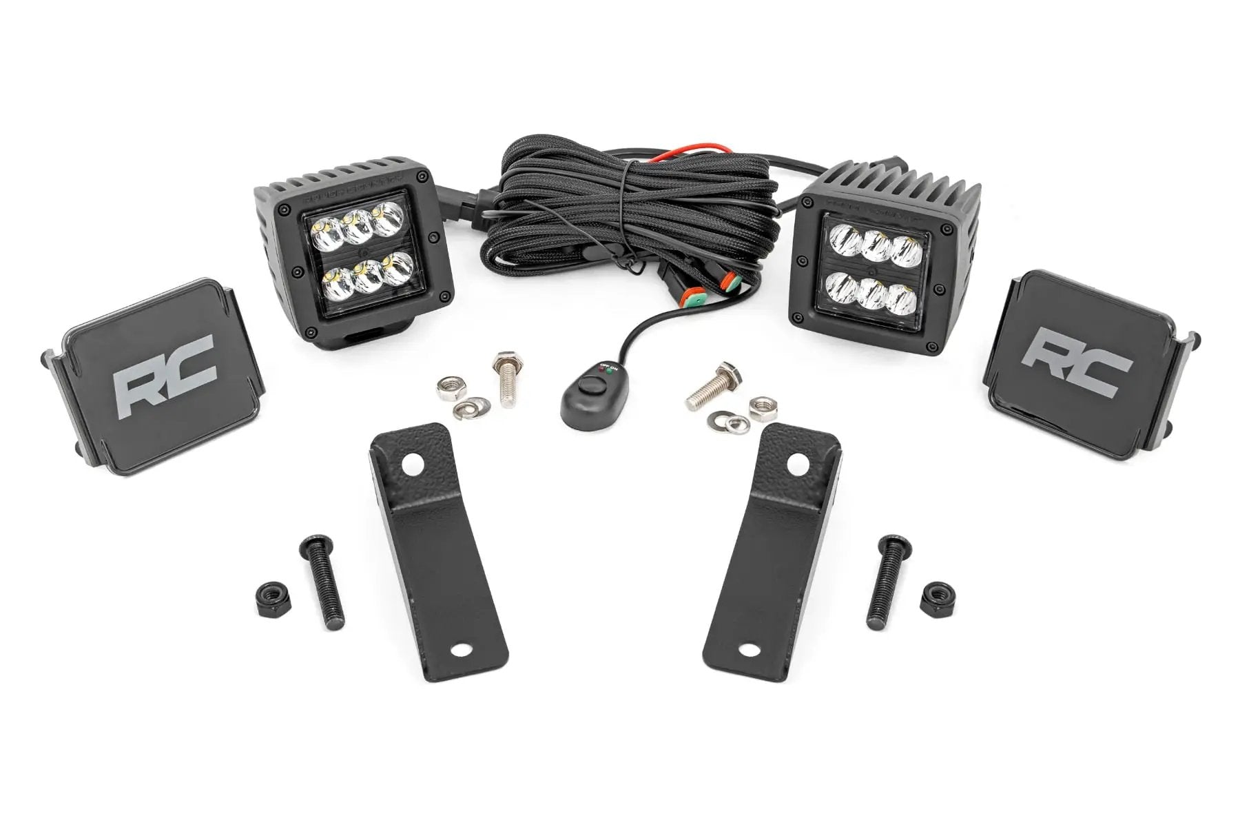 LED Light Kit | Rear Mount | 2" Black Pair | Spot | Can-Am Maverick Sport 1000R by Rough Country