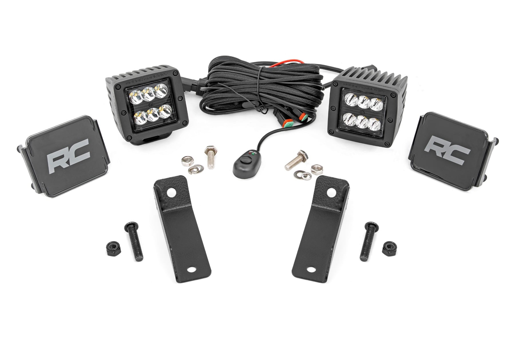 LED Light Kit | Rear Mount | 2" Black Pair | Spot | Can-Am Maverick Sport 1000R by Rough Country