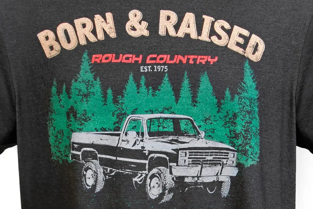 Rough Country T-Shirt | Born & Raised | Black | 2XL by Rough Country