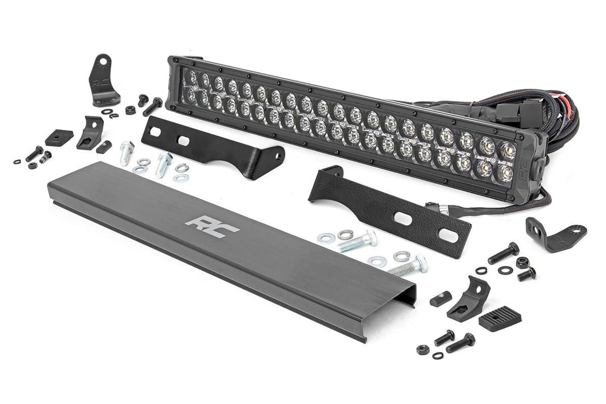 LED Light Kit | Bumper Mount | 20" Black Dual Row| Amber DRL | Jeep Grand Cherokee WK2 (11-20) by Rough Country