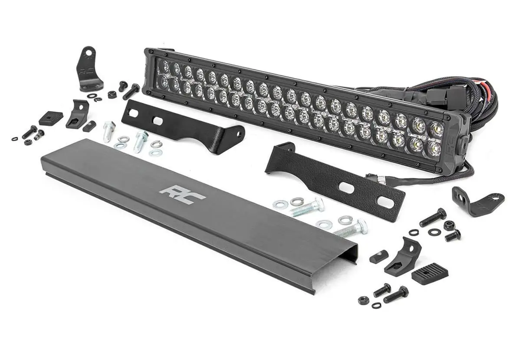 LED Light Kit | Bumper Mount | 20" Black Dual Row | White DRL | Jeep Grand Cherokee WK2 (11-20) by Rough Country