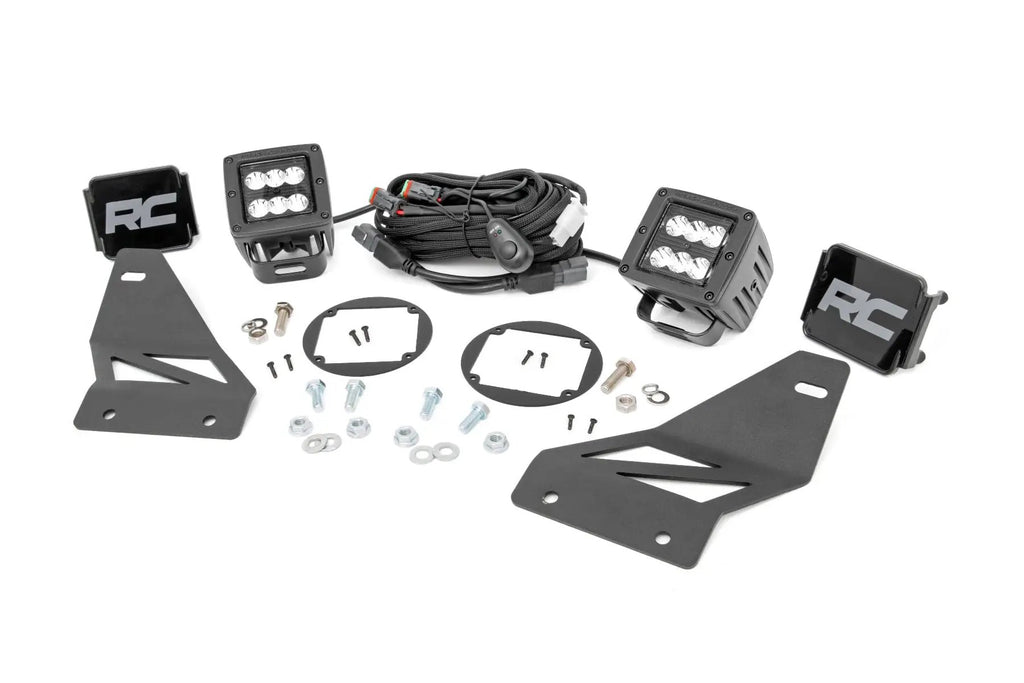 LED Light Kit | Fog Mount | 2" Black Pair | Spot | Nissan Frontier (05-20) by Rough Country