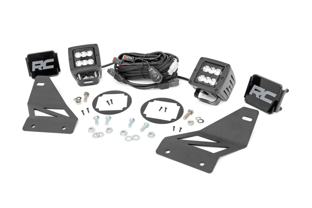 LED Light Kit | Fog Mount | 2" Black Pair | Spot | Nissan Frontier (05-20) by Rough Country