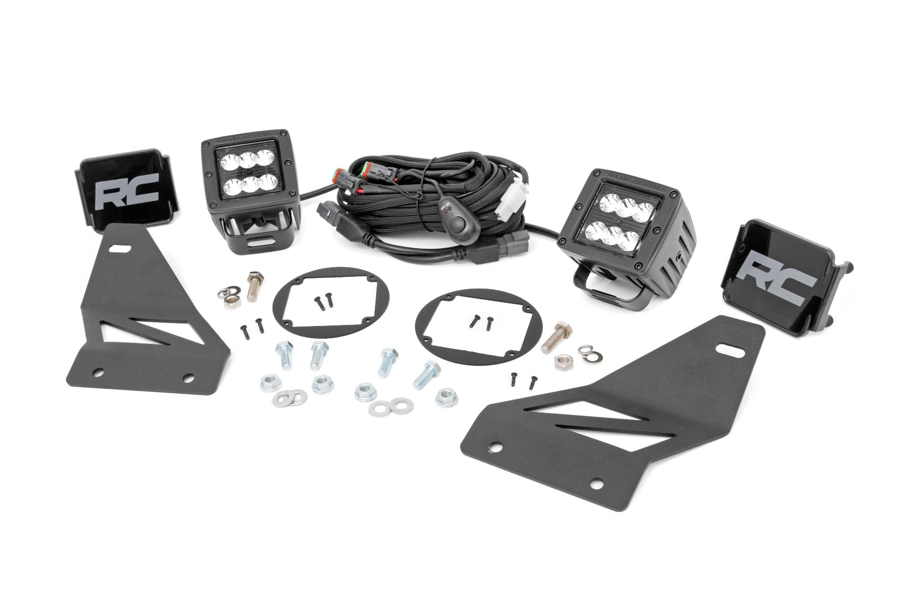 LED Light Kit | Fog Mount | 2" Black Pair | Spot | Nissan Frontier (05-20) by Rough Country