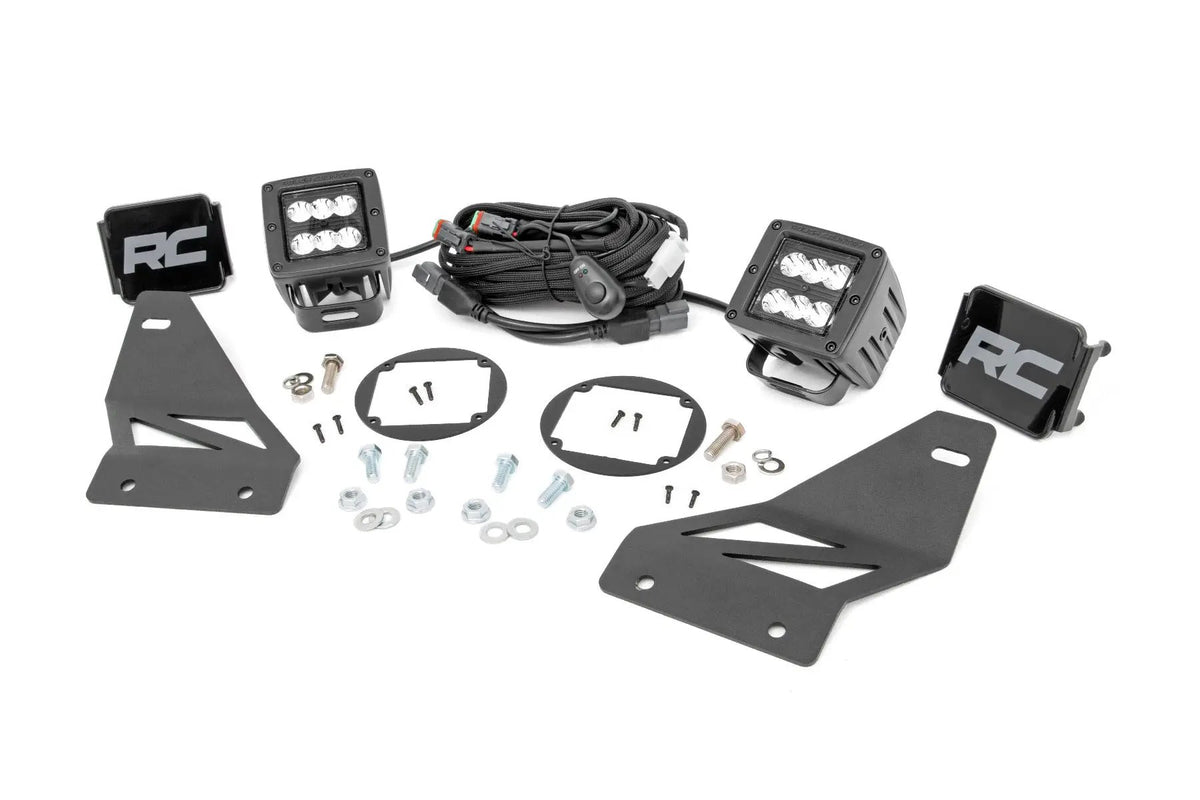 LED Light Kit | Fog Mount | 2" Black Pair | Spot | Nissan Frontier (05-20) by Rough Country