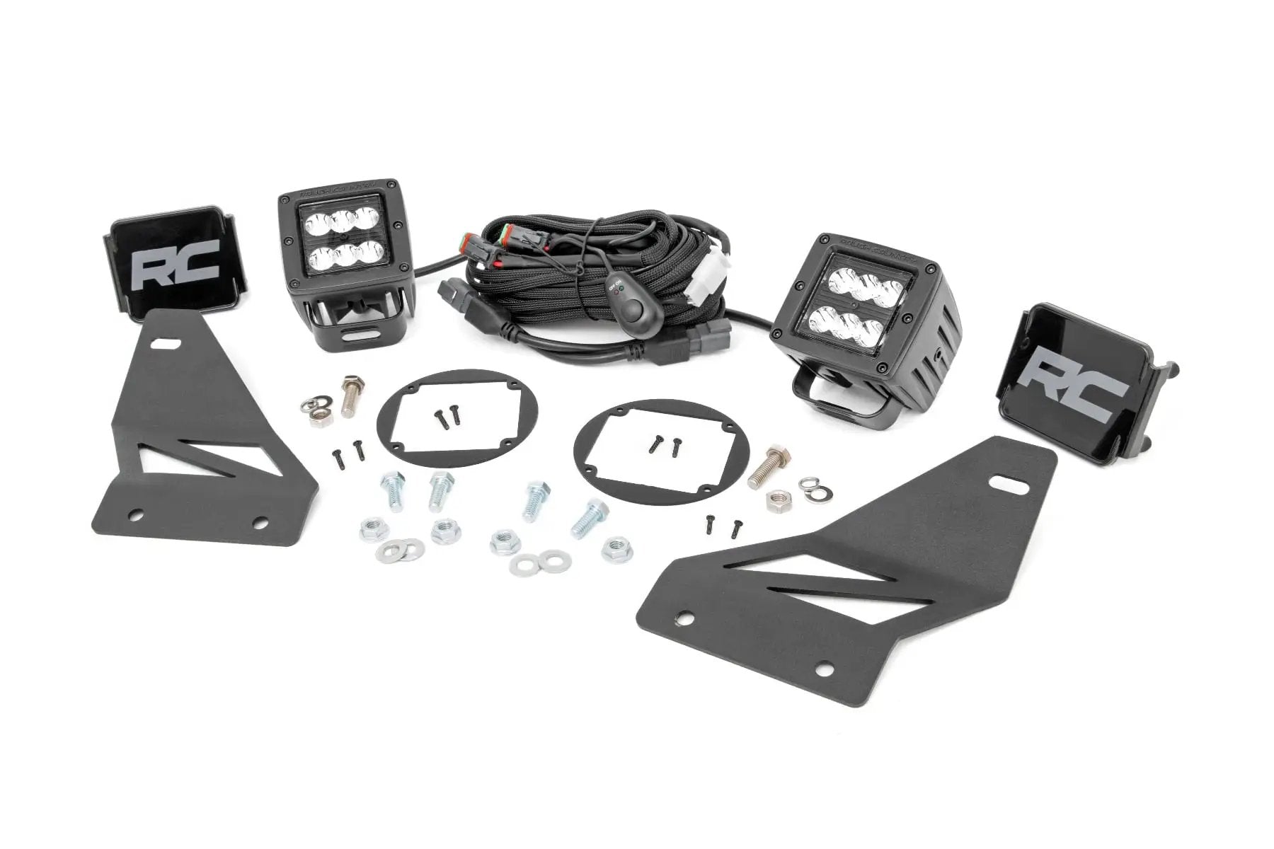 LED Light Kit | Fog Mount | 2" Black Pair | Spot | Nissan Frontier (05-20) by Rough Country