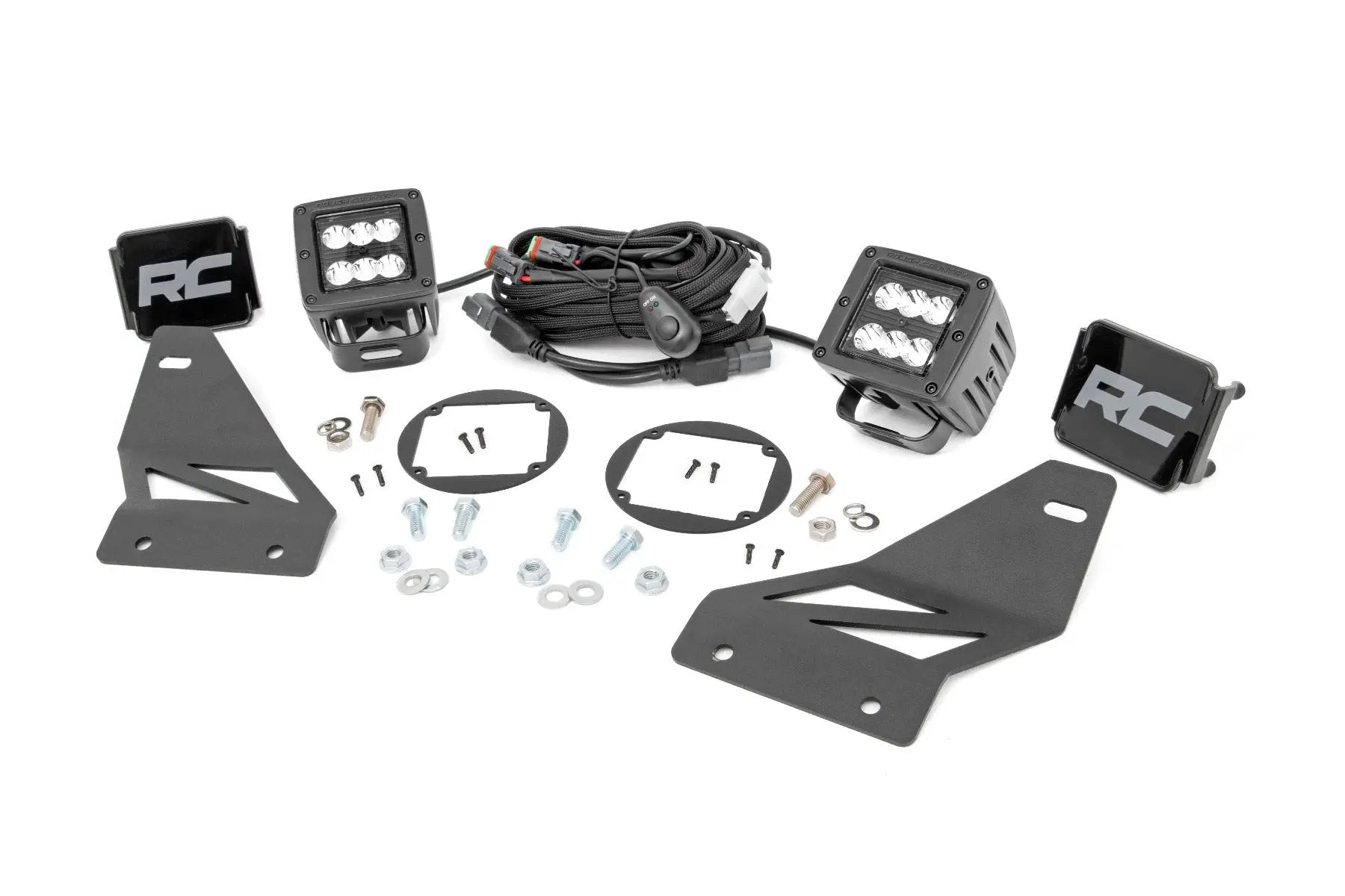 LED Light Kit | Fog Mount | 2" Black Pair | Spot | Nissan Frontier (05-20) by Rough Country