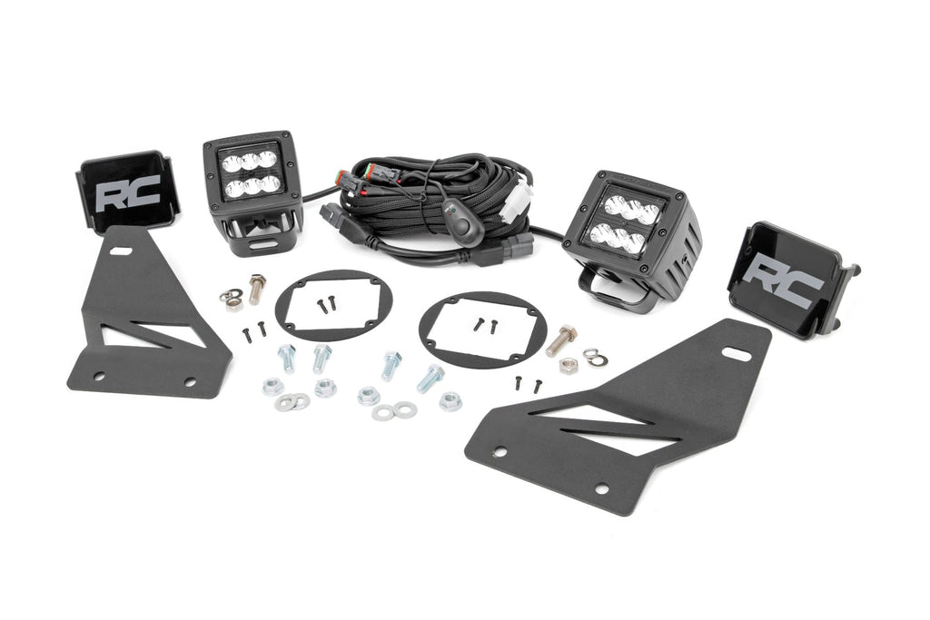 LED Light Kit | Fog Mount | 2" Black Pair | Spot | Nissan Frontier (05-20) by Rough Country
