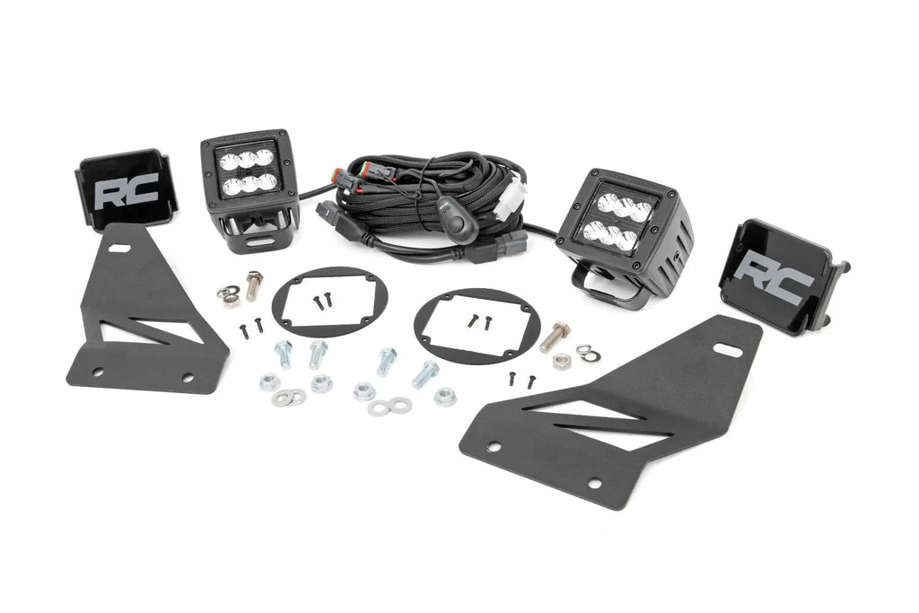 LED Light Kit | Fog Mount | 2" Black Pair | Spot | Nissan Frontier (05-20) by Rough Country