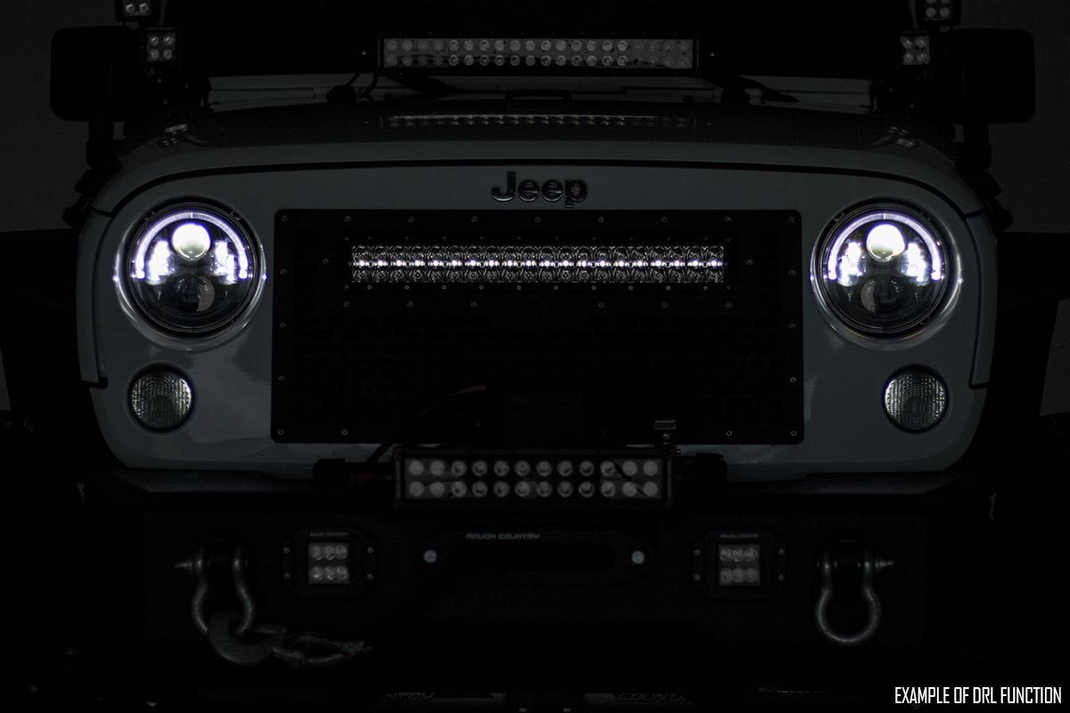 Mesh Grille | 30" Dual Row LED | Black | White DRL | GMC Sierra 1500 (14-15) by Rough Country