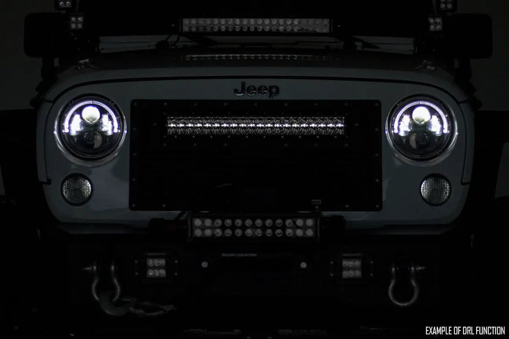 Mesh Grille | 30" Dual Row LED | Black | White DRL | GMC Sierra 1500 (14-15) by Rough Country