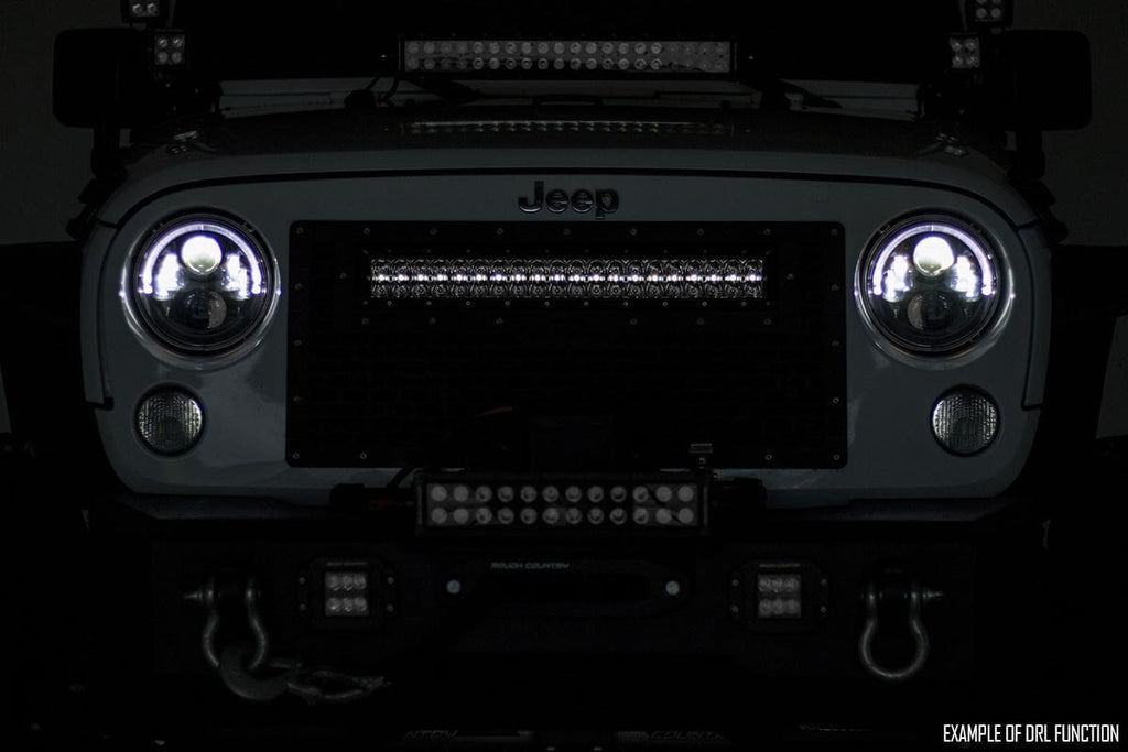 Mesh Grille | 30" Dual Row LED | Black | Amber DRL | Ford F-150 (15-17) by Rough Country
