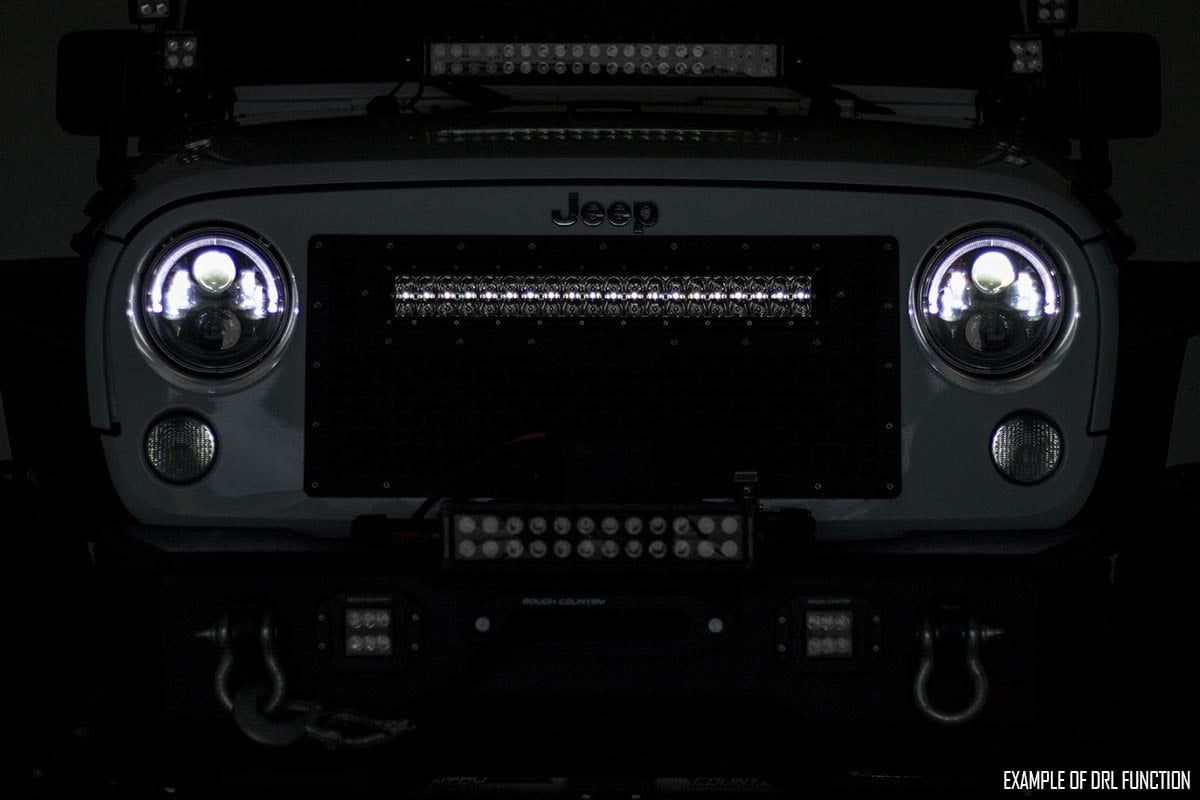 Mesh Grille | 30" Dual Row LED | Black | Amber DRL | Ford F-150 (15-17) by Rough Country