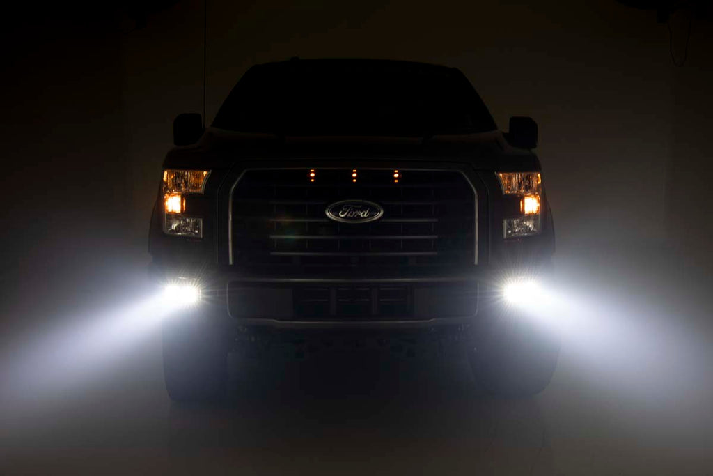 LED Light Kit | Fog Mount | Dual 2" Black Pairs | Spot | Ford F-150 (15-17) by Rough Country