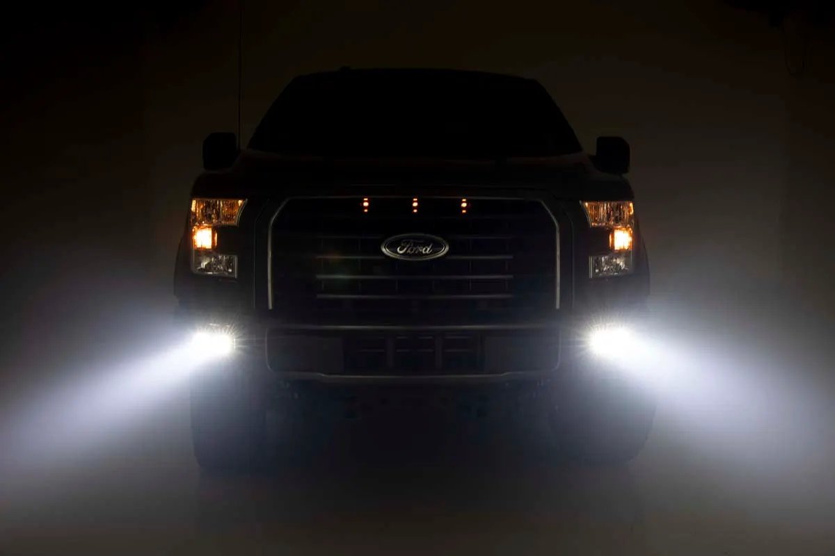 LED Light Kit | Fog Mount | Dual 2" Black Pairs | Spot/Flood | Ford F-150 (15-17) by Rough Country