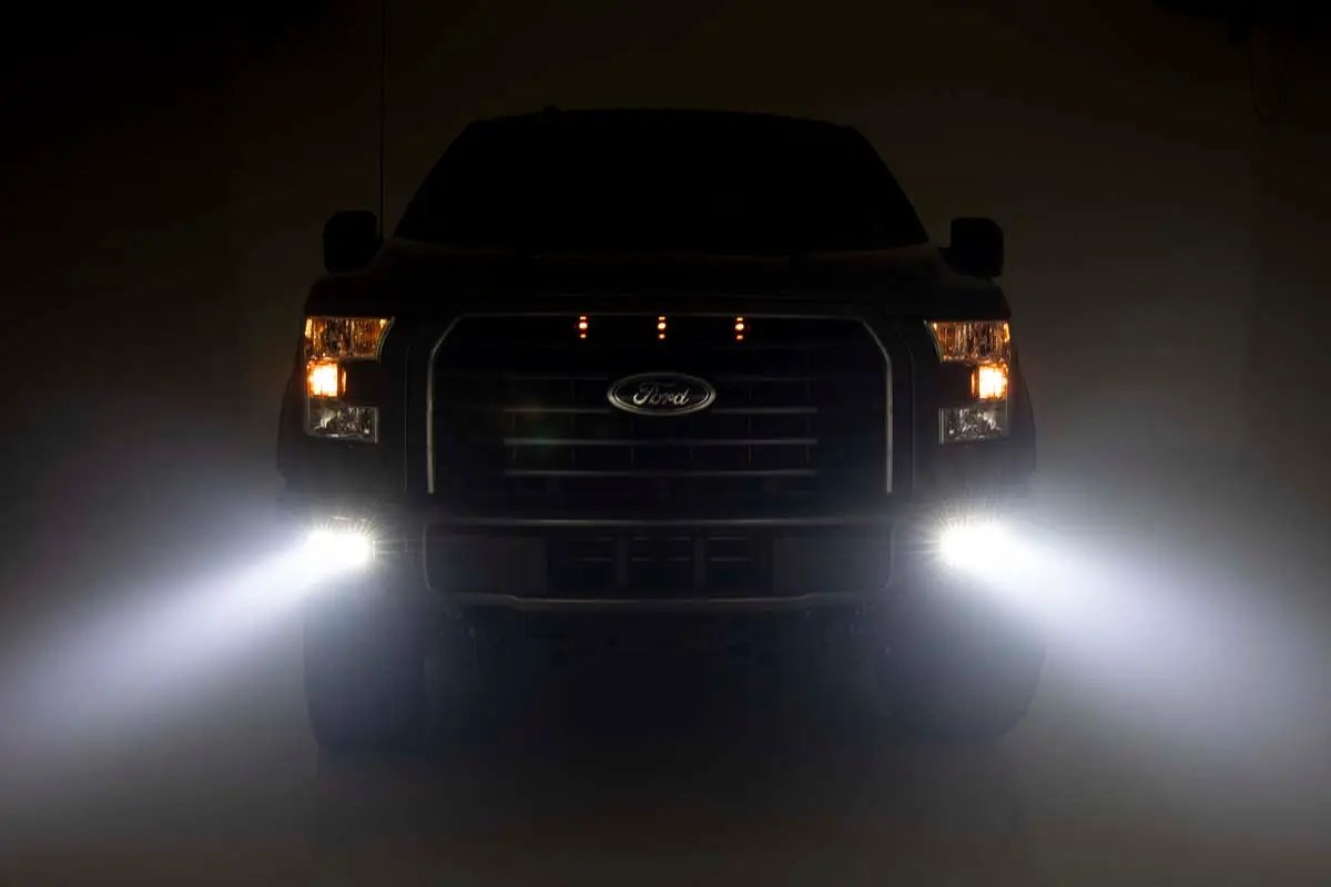 LED Light Kit | Fog Mount | Dual 2" Black Pairs | Spot/Flood | Ford F-150 (15-17) by Rough Country