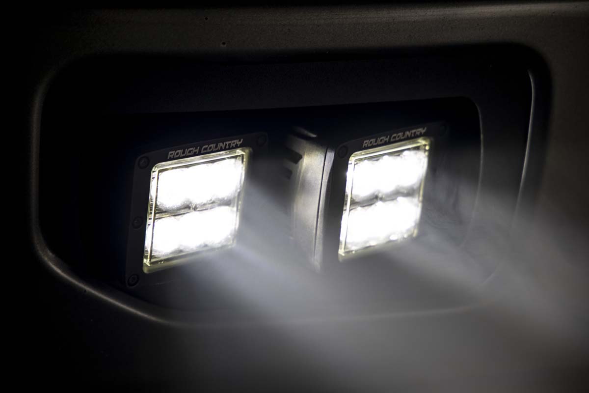 LED Light Kit | Fog Mount | Dual 2" Black Pairs | Flood | Ford F-150 (15-17) by Rough Country