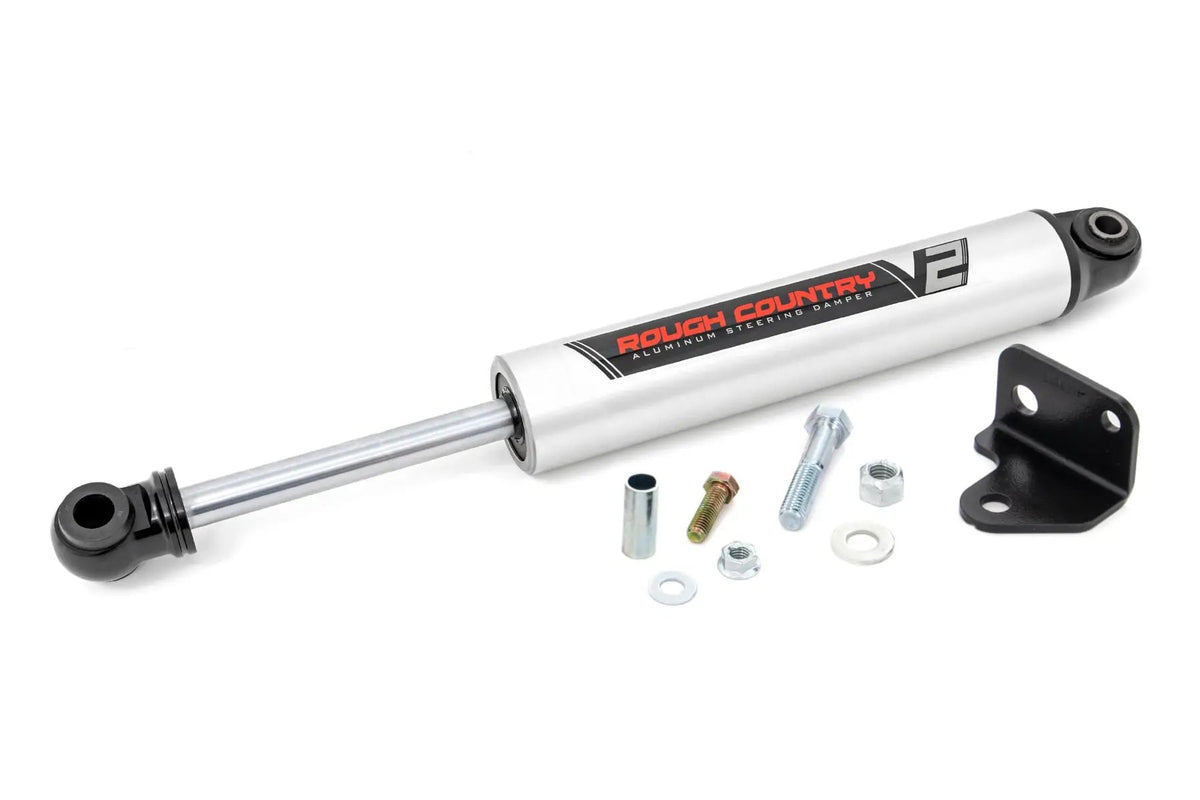 V2 Steering Stabilizer | Relocation Bracket | Jeep Wrangler JK/Wrangler Unlimited (07-18) by Rough Country