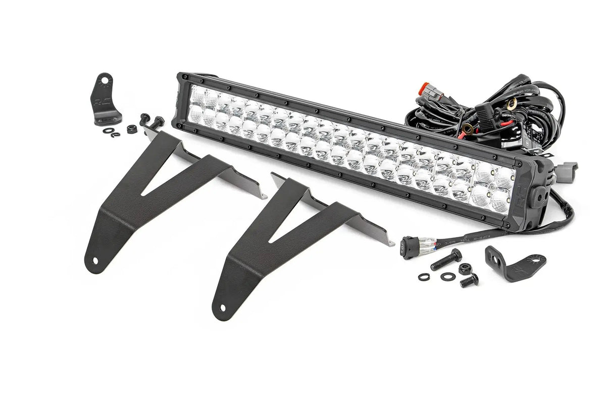 LED Light Kit | Bumper Mount | 20" Chrome Dual Row | Amber DRL | Ram 1500 (19-24) by Rough Country