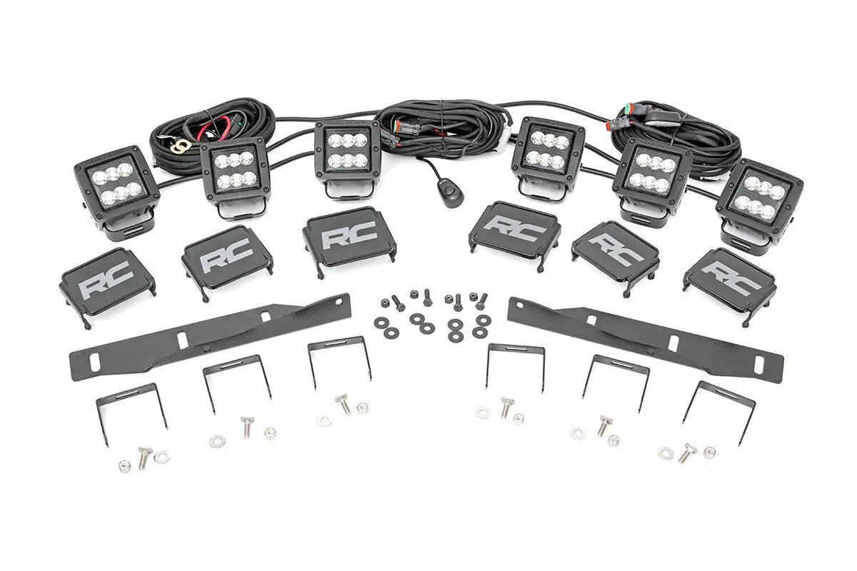 LED Light Kit | Fog Mount | Triple 2" Black Pair | Ford Raptor 4WD (17-20) by Rough Country