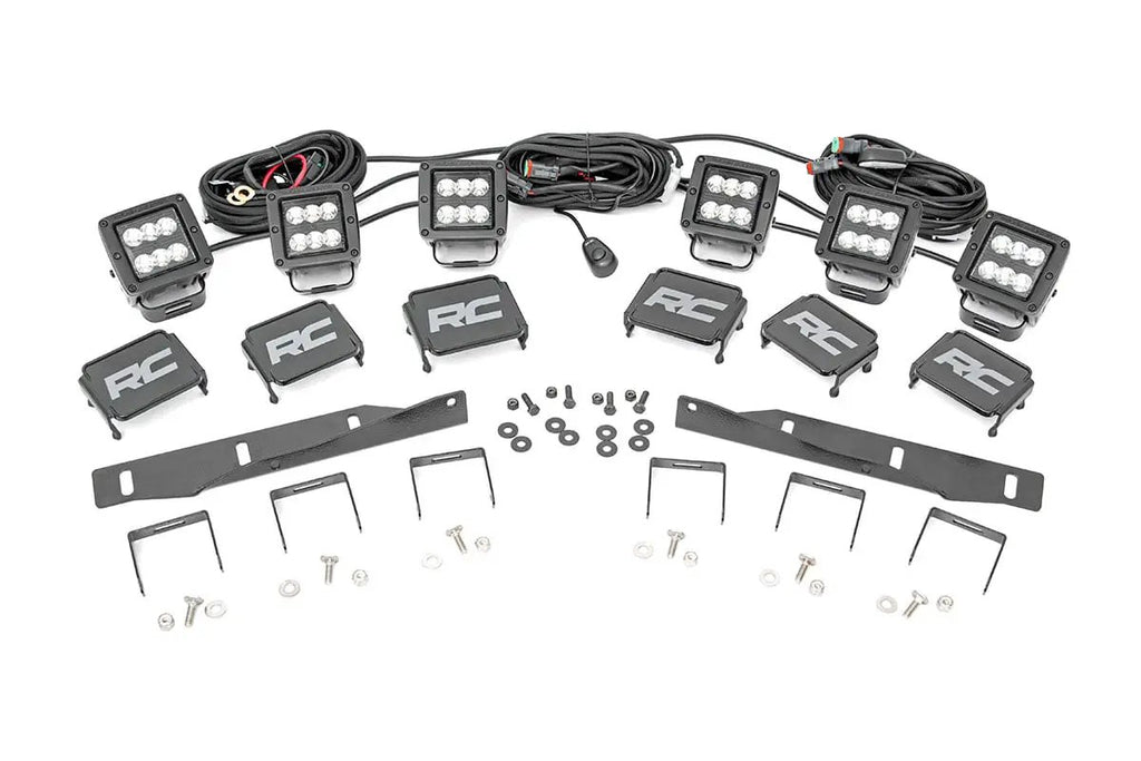 LED Light Kit | Fog Mount | Triple 2" Black Pair | Ford Raptor 4WD (17-20) by Rough Country