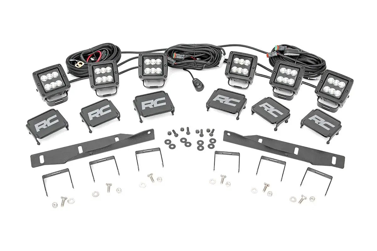 LED Light Kit | Fog Mount | Triple 2" Black Pair | Ford Raptor 4WD (17-20) by Rough Country