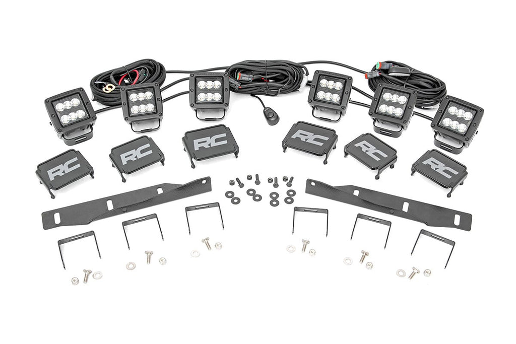 LED Light Kit | Fog Mount | Triple 2" Black Pair | Ford Raptor 4WD (17-20) by Rough Country