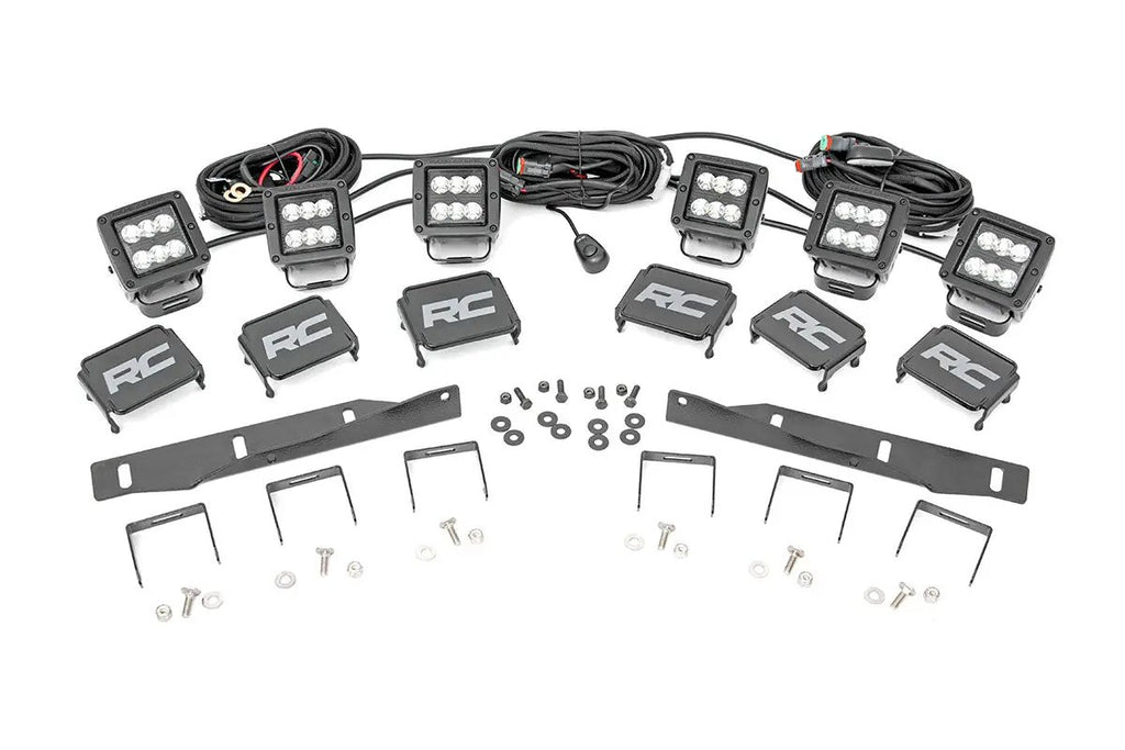 LED Light Kit | Fog Mount | Triple 2" Black Pair | Ford Raptor 4WD (17-20) by Rough Country