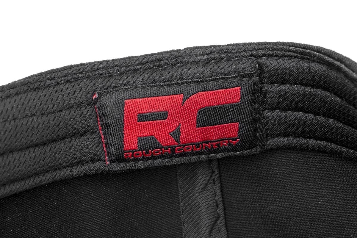 Rough Country Hat | Flat Bill | Red Logo | Black by Rough Country
