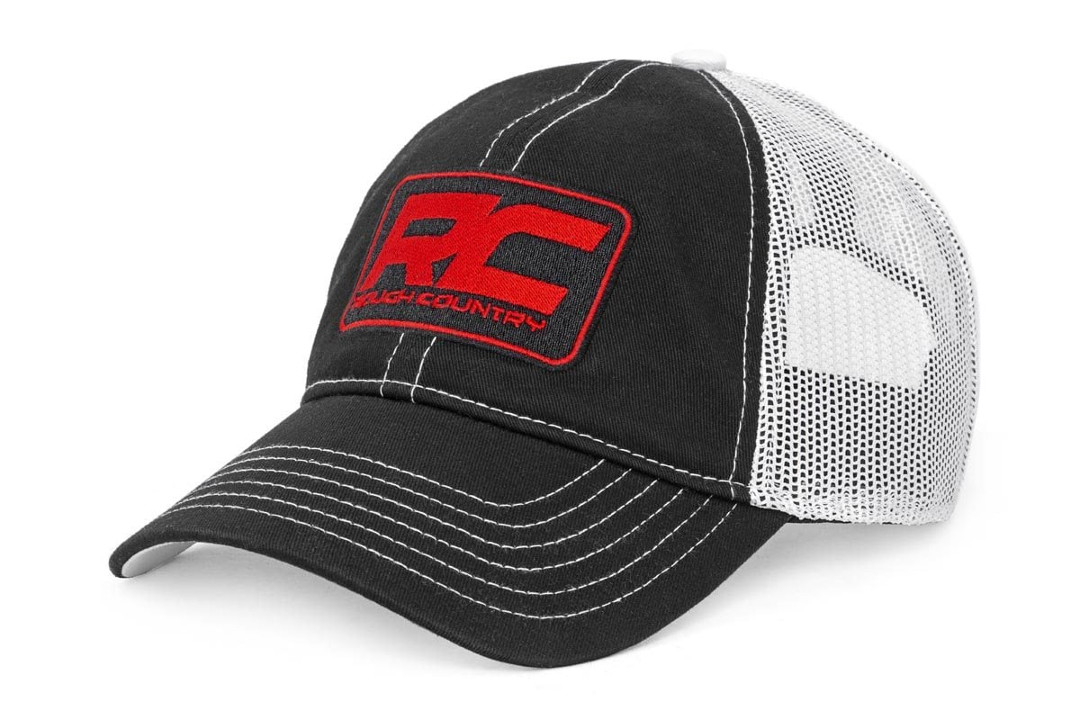 Rough Country Hat | White Mesh | Rough Country Patch | Black/Red by Rough Country