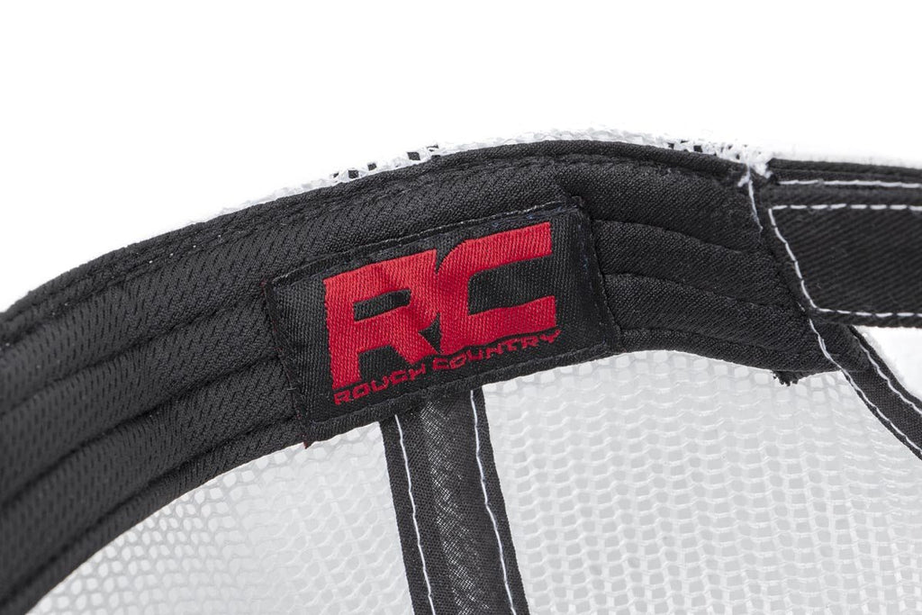 Rough Country Hat | White Mesh | Rough Country Patch | Black/Red by Rough Country