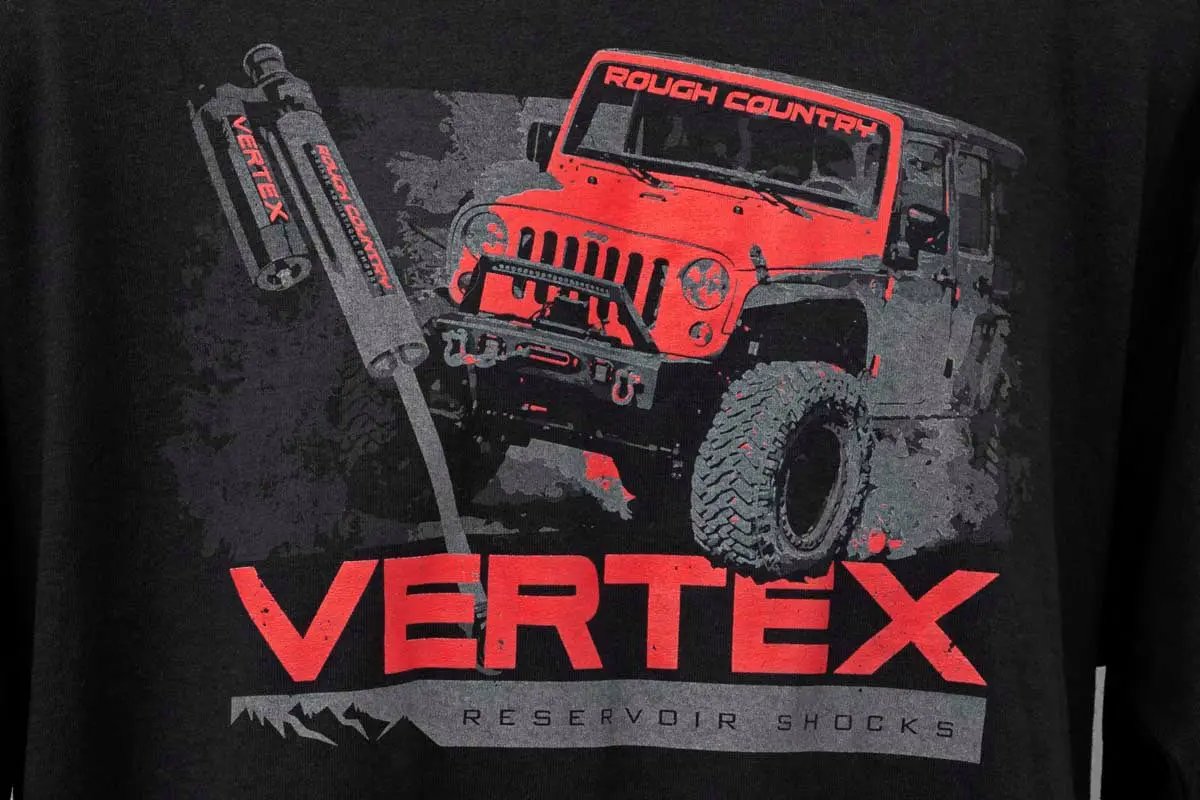 Rough Country T-Shirt | Long Sleeve | Vertex | Black | SM by Rough Country