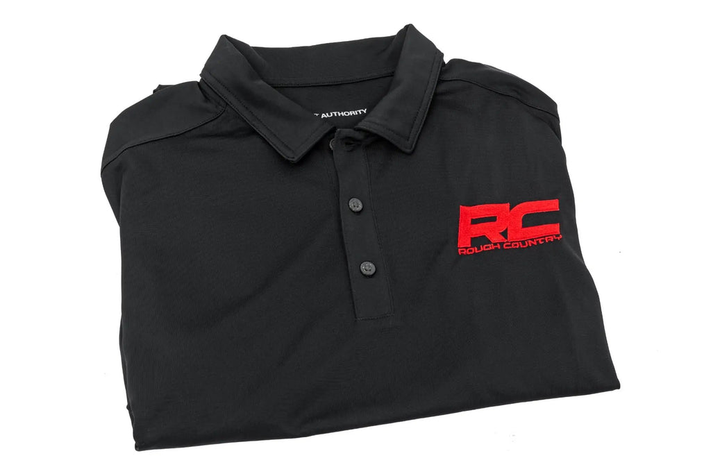 Rough Country Polo | Rough Country Logo | Black | Moisture Wicking | Size Large by Rough Country