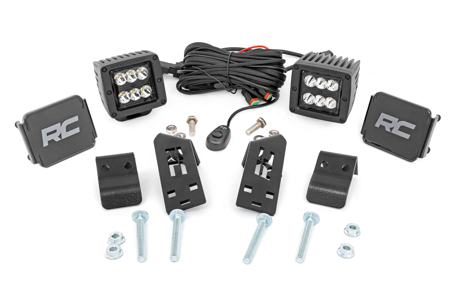 LED Light Kit | "A" Pillar Mount | 2" Black Pair | Spot | Polaris RZR PRO XP by Rough Country