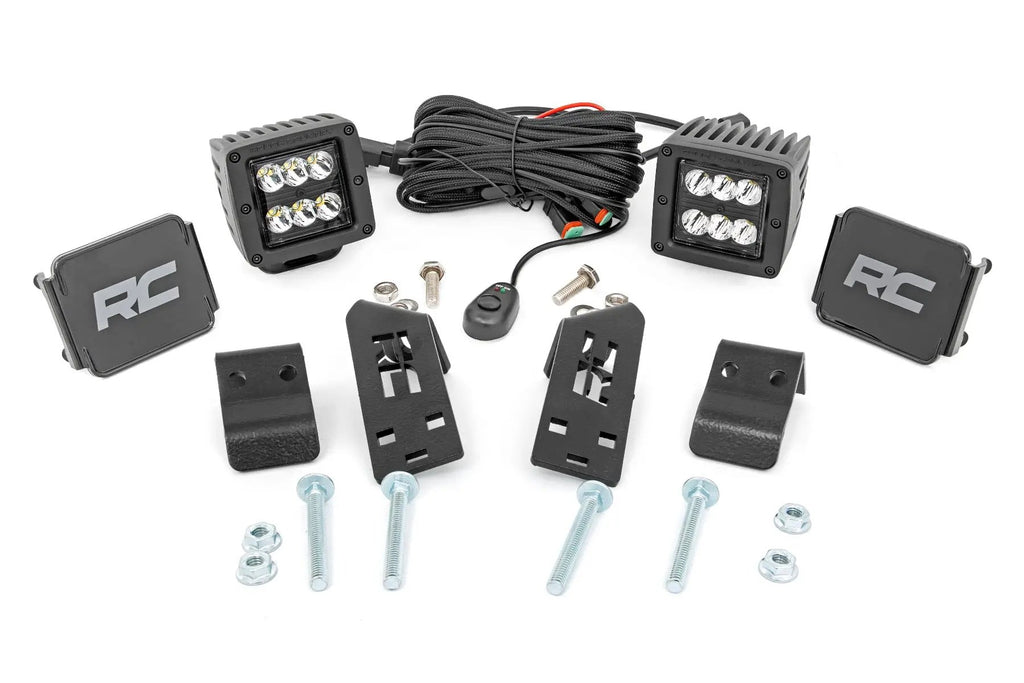 LED Light Kit | "A" Pillar Mount | 2" Black Pair | Spot | Polaris RZR PRO XP by Rough Country