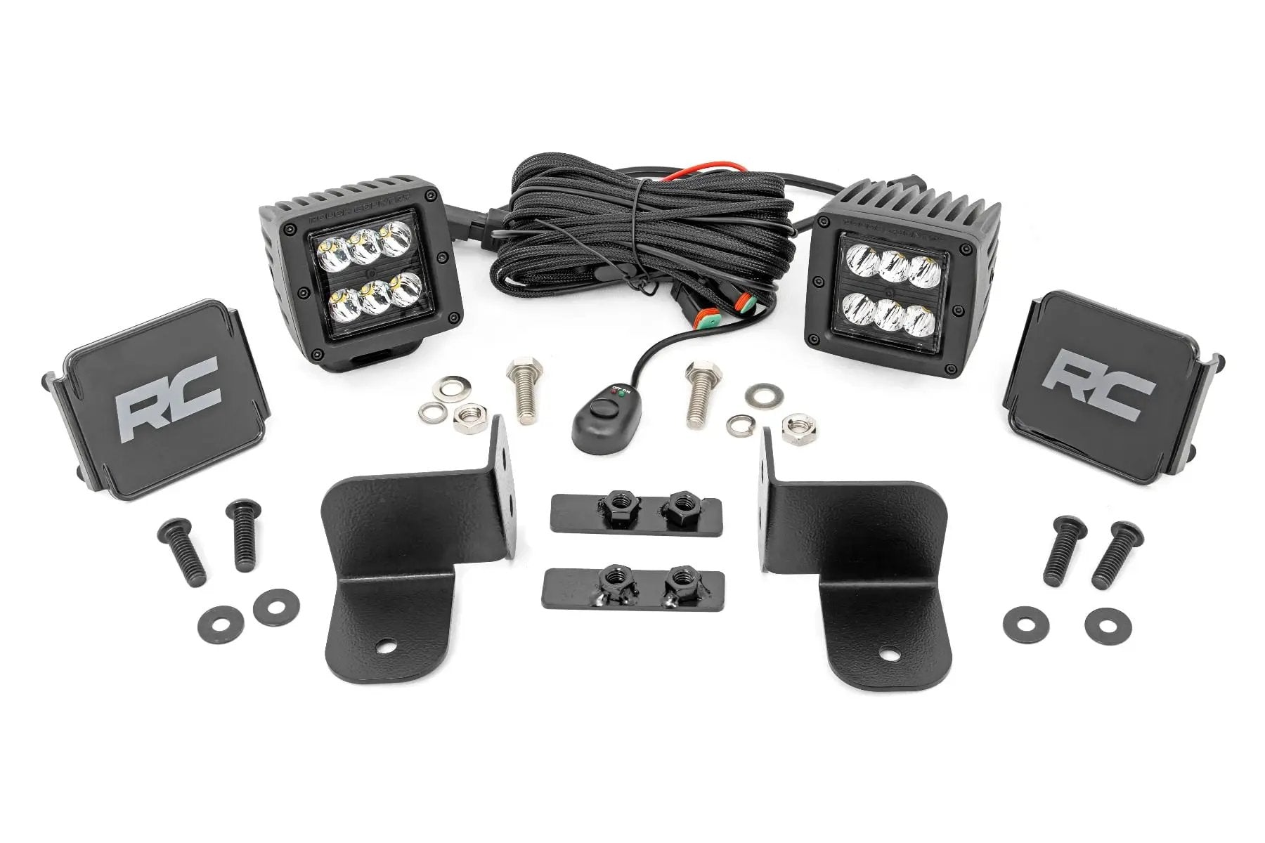 LED Light Kit | Rear Mount | 2" Black Pair | Spot | Polaris Ranger XP 1000 by Rough Country