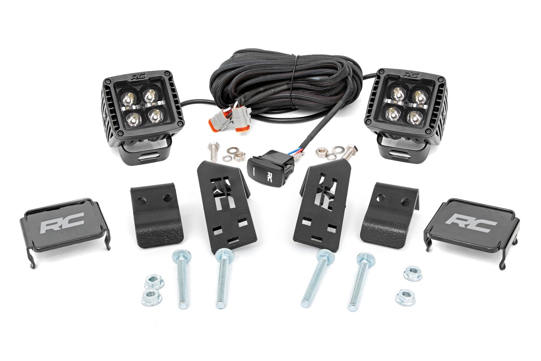 LED Light Kit | "A" Pillar Mount | 2" Black Pair | Amber DRL | Polaris RZR PRO XP by Rough Country