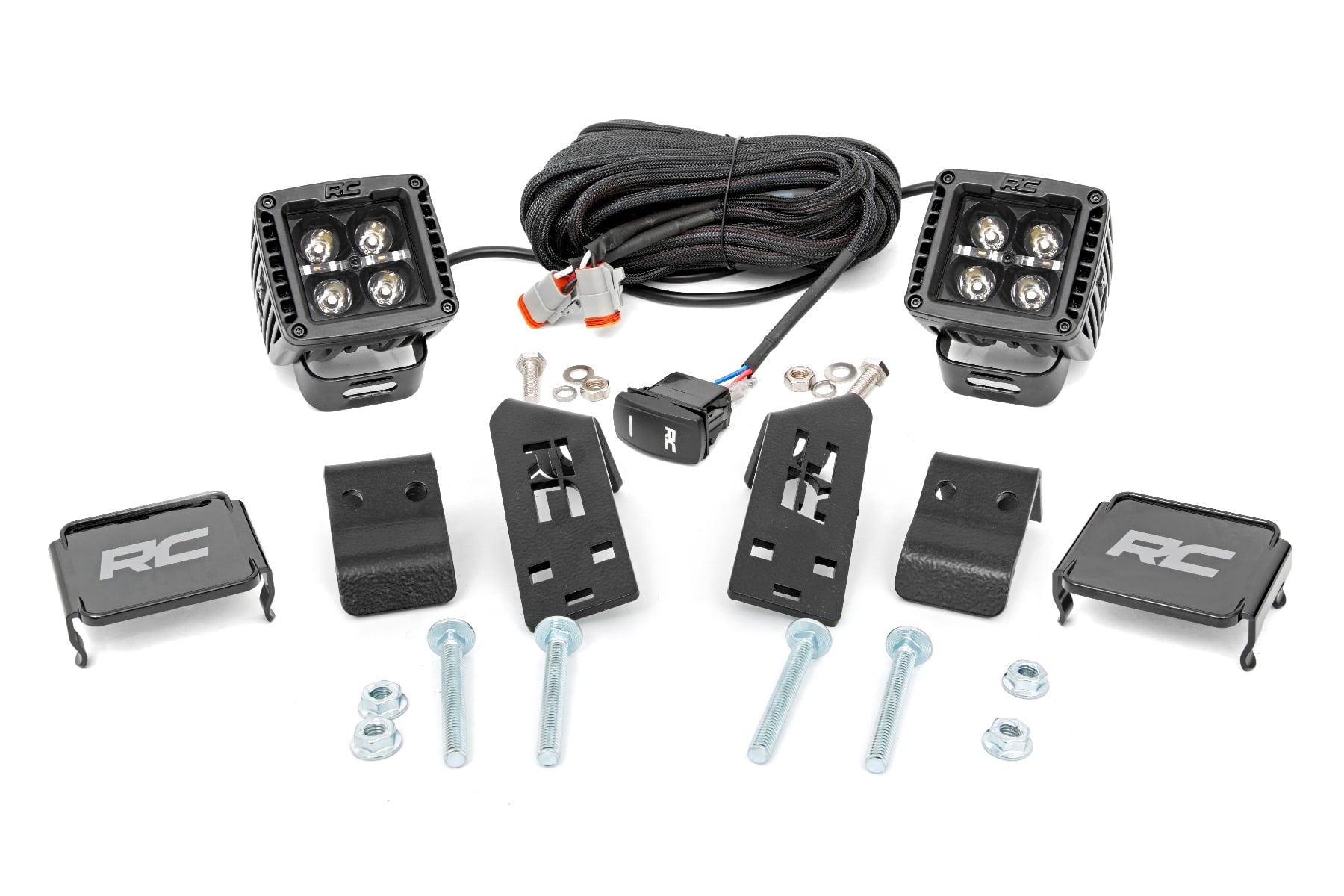 LED Light Kit | "A" Pillar Mount | 2" Black Pair | Amber DRL | Polaris RZR PRO XP by Rough Country