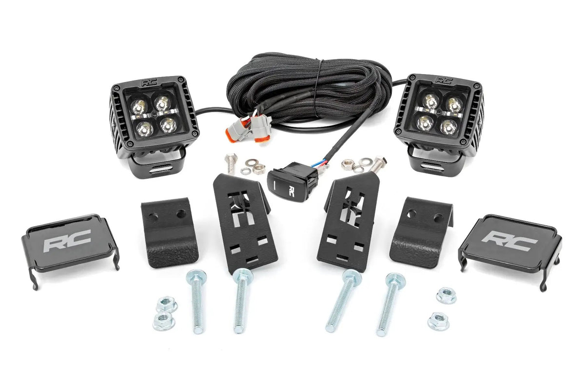 LED Light Kit | "A" Pillar Mount | 2" Black Pair | Amber DRL | Polaris RZR PRO XP by Rough Country