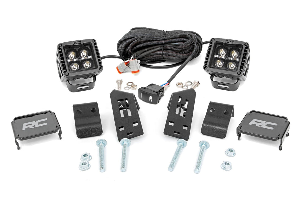 LED Light Kit | "A" Pillar Mount | 2" Black Pair | Amber DRL | Polaris RZR PRO XP by Rough Country