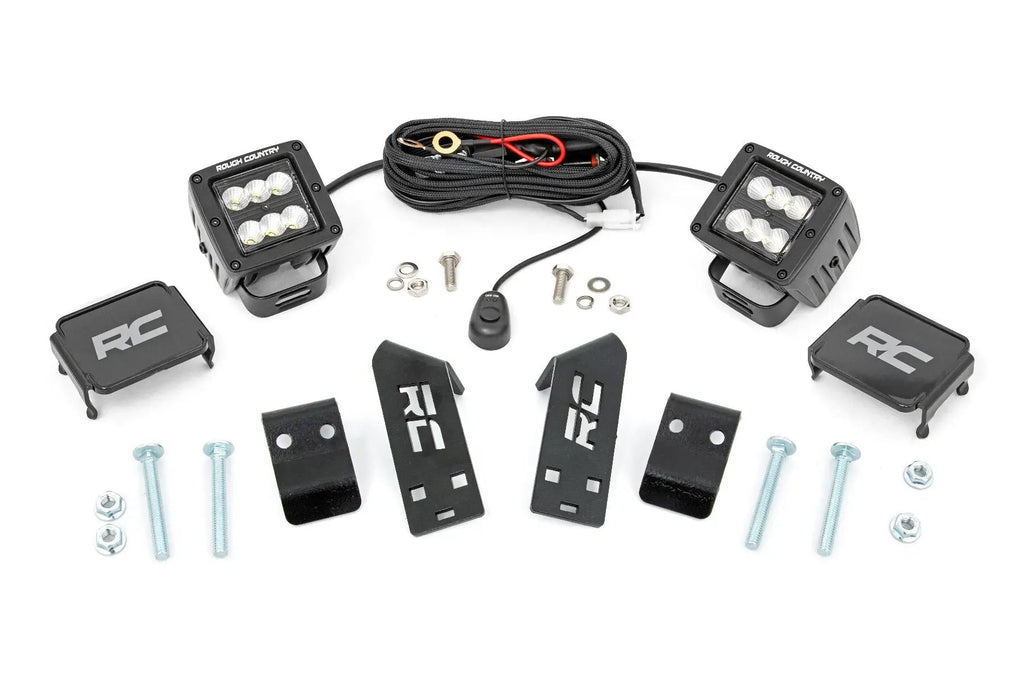 LED Light Kit | "A" Pillar Mount | 2" Black Pair | Spot | Polaris RZR PRO XP by Rough Country