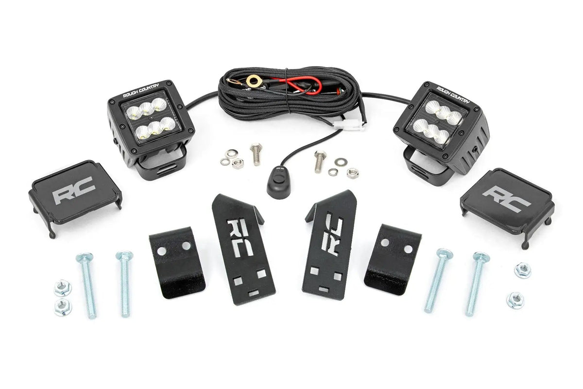 LED Light Kit | "A" Pillar Mount | 2" Black Pair | Spot | Polaris RZR PRO XP by Rough Country