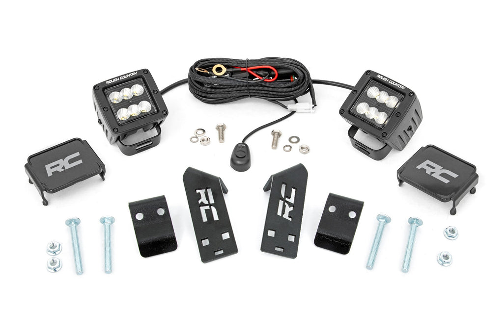 LED Light Kit | "A" Pillar Mount | 2" Black Pair | Spot | Polaris RZR PRO XP by Rough Country