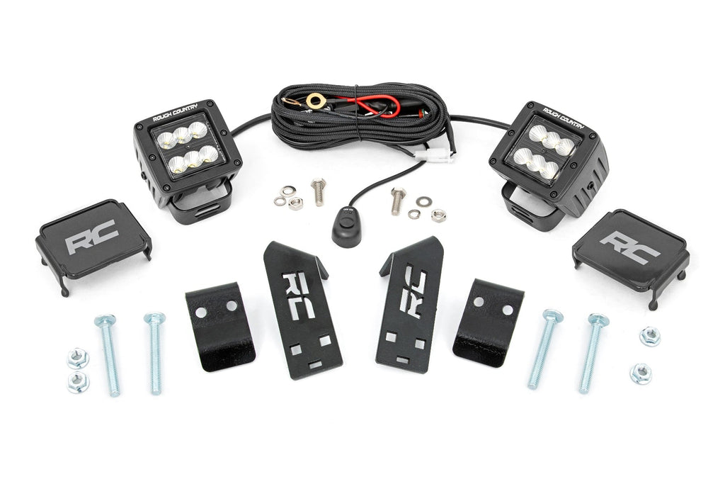 LED Light Kit | "A" Pillar Mount | 2" Black Pair | Spot | Polaris RZR PRO XP by Rough Country